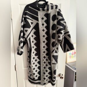 Burberry Black and Gray Geometric Coat